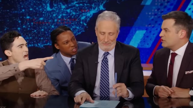 Jon Stewart hosting "The Daily Show" (Credit: Comedy Central)