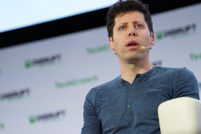 Sam Altman of OpenAI at TechCrunch Disrupt SF 2019 on October 3, 2019