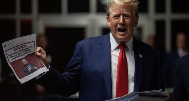 Former President Donald Trump—seen here speaking to reporters upon leaving his "hush money" trial in Manhattan Criminal Court in New York City on Friday—promised to repeal President Joe Biden's proposed revisions to Title IX if he returns to the White House in January. (Photo: Jeenah Moon/AFP/Getty Images)