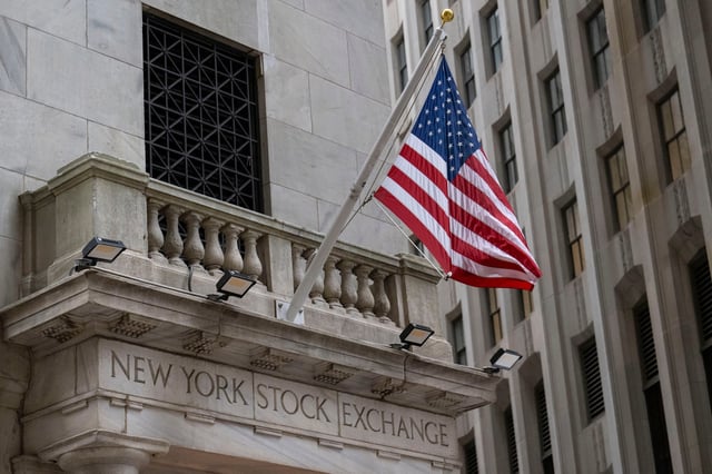 Exterior view of the New York Stock exchange (NYSE) at Wall Street in New York on Jan. 31, 2024.