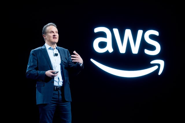 LAS VEGAS, NEVADA - NOVEMBER 28: Amazon Web Services (AWS) CEO Adam Selipsky delivers a keynote address during AWS re:Invent 2023, a conference hosted by Amazon Web Services, at The Venetian Las Vegas on November 28, 2023 in Las Vegas, Nevada.