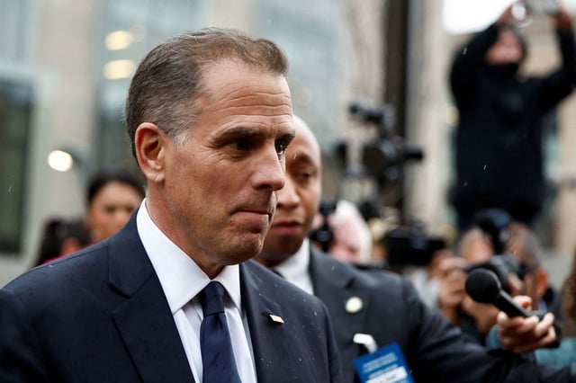 Hunter Biden departs following a closed deposition with members of the Republican-led House Oversight Committee conducting an impeachment inquiry into the president, at the O'Neill House Office Building in Washington, DC, on February 28.