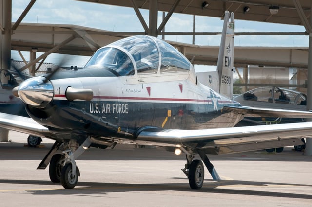 A T-6A Texan II at Sheppard Air Force Base in Texas.