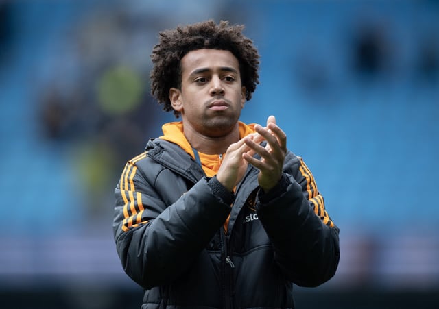 Tyler Adams of Leeds United applauds fans following the Premier League match between Manchester City and Leeds United at Etihad Stadium on May 6, 2023 in Manchester, United Kingdom.