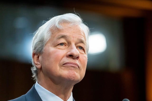 Jamie Dimon, Chairman and CEO, JPMorgan Chase & Co., listens during a Senate Banking, Housing, and Urban Affairs Committee oversight hearing to examine Wall Street firms on Capitol Hill, on December 6, 2023 in Washington.