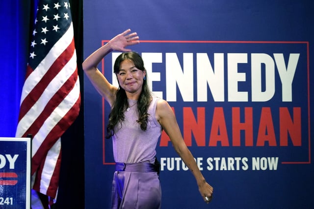 Nicole Shanahan, running mate of Independent presidential candidate Robert F. Kennedy Jr., arrives at a campaign stop, Monday, May 13, 2024, in Austin, Texas. (AP Photo/Eric Gay)