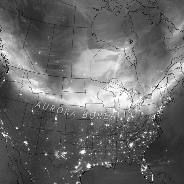 Satellite images of the aurora across the U.S. This was triggered by a powerful G5 geomagnetic storm.