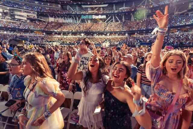 Fans at a Taylor Swift The Eras Tour concert in Inglewood, Calif., in 2023. 