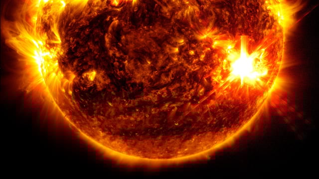 A view of a fiery sun.