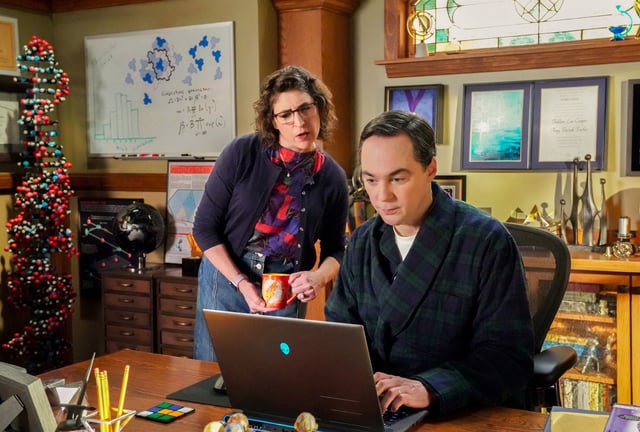 Mayim Bialik and Jim Parsons reprised their "The Big Bang Theory" roles in the "Young Sheldon" series finale.