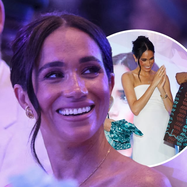 The Duchess of Sussex photographed attending a reception in Abuja, Nigeria. May 12. 2024. Footage of the royal dancing with hosts has gone viral online.