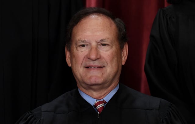 Associate US Supreme Court Justice Samuel Alito poses for the official photo at the Supreme Court in Washington, DC on October 7, 2022. The erroneous mention[s] appearing in the metadata of this photo by OLIVIER DOULIERY has been modified in AFP systems in the following manner: [Associate US Supreme Court Justice Samuel Alito] instead of [Chief US Supreme Court Justice John Roberts]. Please immediately remove the erroneous mention[s] from all your online services and delete it (them) from your servers. If you have been authorized by AFP to distribute it (them) to third parties, please ensure that the same actions are carried out by them. Failure to promptly comply with these instructions will entail liability on your part for any continued or post notification usage. Therefore we thank you very much for all your attention and prompt action. We are sorry for the inconvenience this notification may cause and remain at your disposal for any further information you may require.