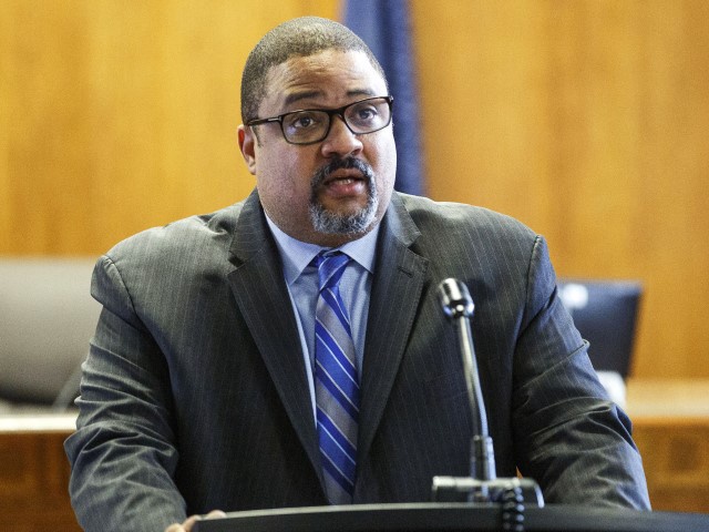 New York City District Attorney Alvin Bragg speaks during a news conference at Supreme Court after the exoneration proceeding of Steven Lopez, Monday, July 25, 2022, in New York. Lopez, a co-defendant of the so-called Central Park Five, whose convictions in a notorious 1989 rape of a jogger were thrown out more than a decade later, had his conviction on a related charge overturned Monday. (Eduardo Munoz Alvarez/AP)