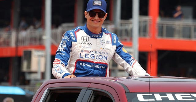 Jul 23, 2023; Newton, Iowa, USA;  Chip Ganassi Racing driver Alex Palou (10) of Spain is introduced before the start of the Hy-Vee One Step 250 at the Iowa Speedway. Mandatory Credit: Reese Strickland-USA TODAY Sports/File Photo