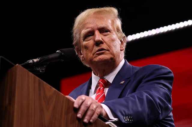 Former U.S. President Donald Trump speaks during the NRA ILA Leadership Forum at the National Rifle Association (NRA) Annual Meeting & Exhibits at the Kay Bailey Hutchison Convention Center on May 18, 2024 in Dallas, Texas. The National Rifle Association's annual meeting and exhibit runs through Sunday.