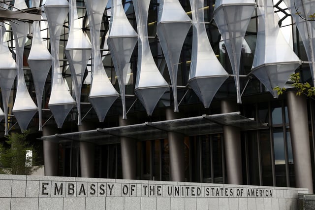 The U.S. Embassy stands in Nine Elms in London, Britain May 1, 2018. REUTERS/Simon Dawson