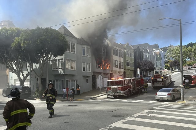 A fire on the 900 block of Grove Street in Alamo Square.
