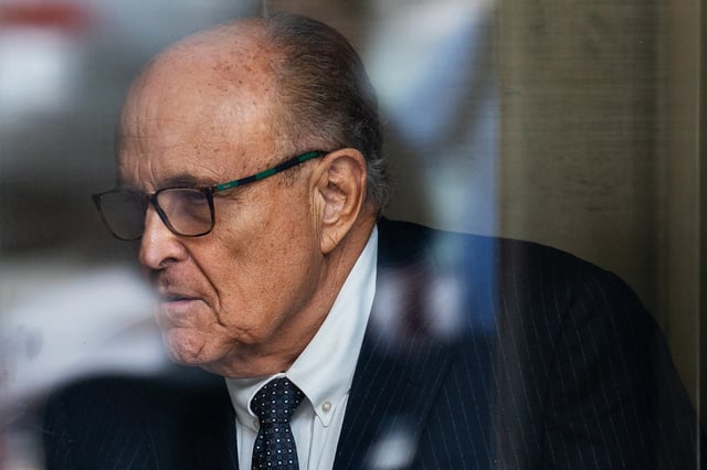Rudy Giuliani exits federal court in Washington, D.C., on May 19, 2023.