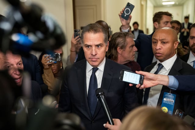 Hunter Biden departs a House Oversight Committee meeting at Capitol Hill on January 10, in Washington, DC.