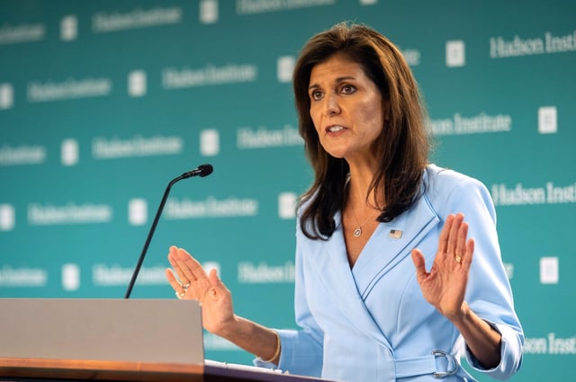 Former U.N. Ambassador Nikki Haley speaks at the Hudson Institute in Washington, D.C., on May 22, 2024.