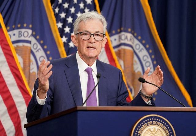 US Federal Reserve Chair Jerome Powell holds a press conference following the US central bank’s two-day policy meeting in Washington on May 1. Plans by former president Donald Trump’s advisers to make Fed decisions subject to political approval risk undermining global confidence in US monetary policy. Photo: Reuters