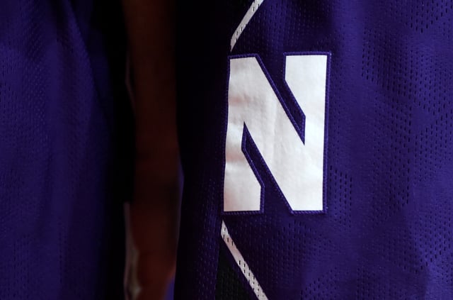COLLEGE PARK, MD - FEBRUARY 18: The Northwestern Wildcats logo on their uniform during the game against the Maryland Terrapins at Xfinity Center on February 18, 2020 in College Park, Maryland. (Photo by G Fiume/Maryland Terrapins/Getty Images)
