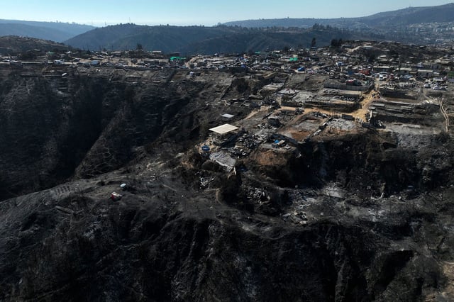 The aftermath of the forest fires in Chile's Valparaiso region on February 6, 2024.