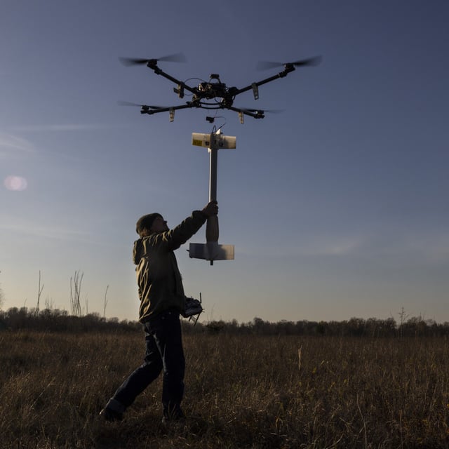 A homemade prototype drone is tested with fake RPG -7 grenade in a field outside the city on November 9, 2022 in Kyiv, Ukraine. NATO states along the alliance's eastern flank will bolster their protection against "unfriendly countries" with unmanned vehicles, Lithuania's interior minister has said,