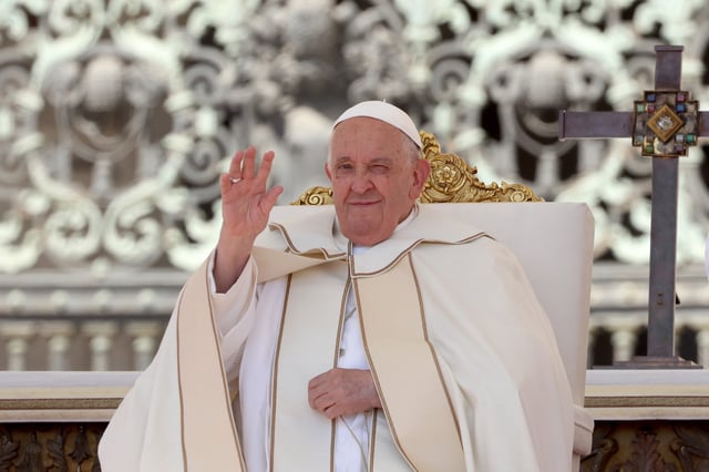 Pope Francis attends a Mass