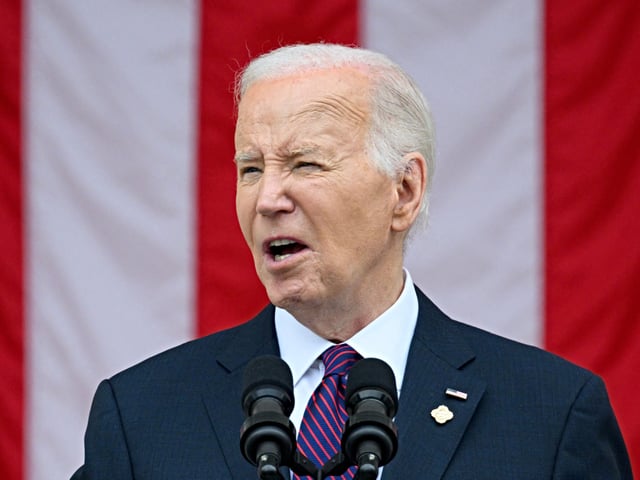 US President Joe Biden speaks at the 156th National Memorial Day observance at Arlington National Cemetery in Arlington, Virginia, May 27, 2024. (Photo by Mandel NGAN / AFP)