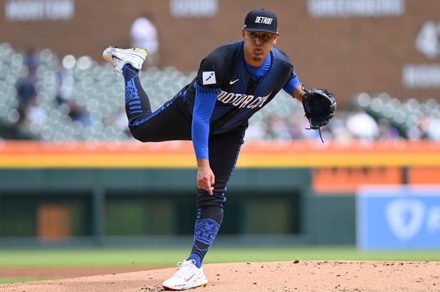 Tigers pitcher Keider Montero throws a pitch in the first inning against the Pirates in Game 2 of a doubleheader on Wednesday, May 29, 2024, at Comerica Park.