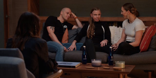 L-R: Josh, Lorena and Aryn in Season 4 of Showtime's 'Couples Therapy'.