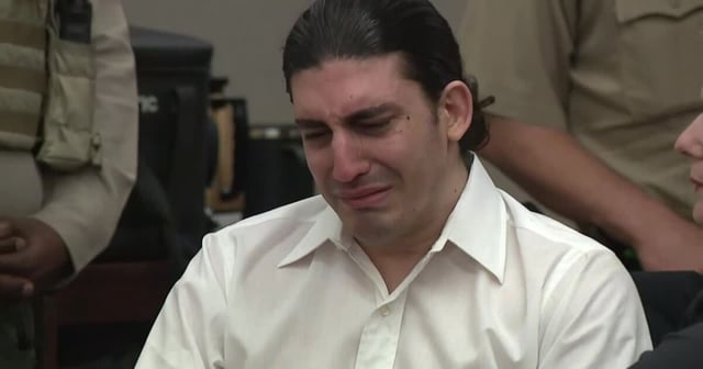 Ali Abulaban cries in court after verdict is read.