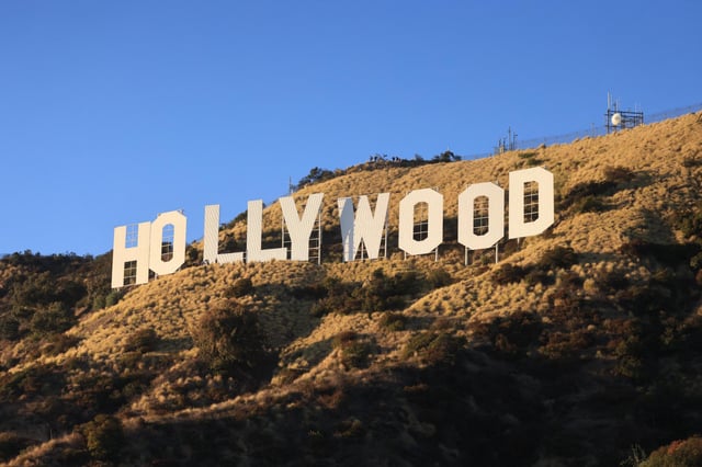 TOPSHOT - The Hollywood Sign is pictured during a ceremony marking the 100th anniversary of the first time it was lit, in Los Angeles, California, on December 8, 2023. (Photo by DAVID SWANSON / AFP) (Photo by DAVID SWANSON/AFP via Getty Images)