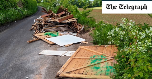 A lorry-load of rubbish illegally dumped on a country lane in Kent