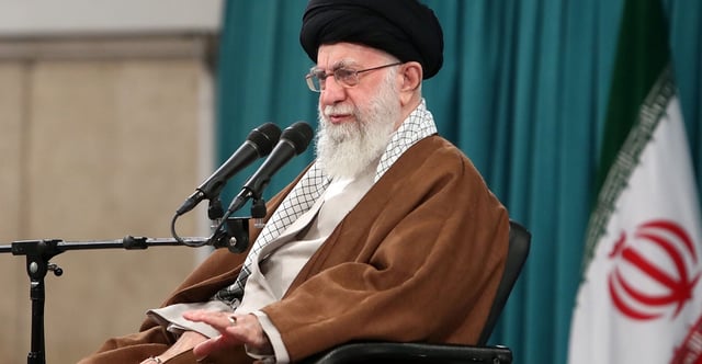 Iran's Supreme Leader Ali Khamenei endorses pro-Palestinian protests on U.S. campuses as part of a "Resistance Front" against U.S. government support for Israel. Pictured: Khamenei speaks May 19 in Tehran about the helicopter crash that killed Iranian President Ebrahim Raisi. (Photo: Iranian Leader Press Office/Anadolu/ Getty Images)