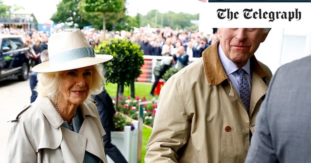 King Charles and Queen Camilla are seen on ladies day
