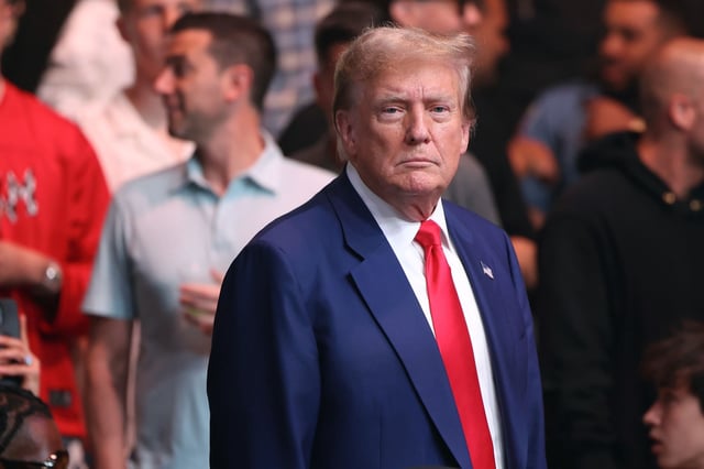 Former U.S. President Donald Trump attends UFC 302 at Prudential Center on June 01, 2024 in Newark, New Jersey.
