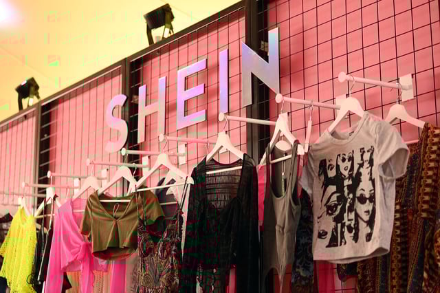 Shein clothes seen in Chelmsford, England in May 2023.