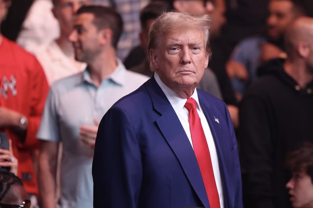 Former U.S. President Donald Trump attends UFC