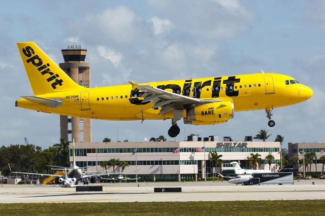 Fort Lauderdale, USA - 06. April 2019: Spirit Airbus A319 airplane at Fort Lauderdale Hollywood international airport (FTL) in the United States.