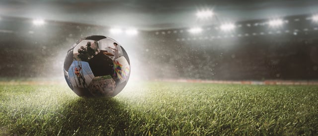 Kick off ball soccer field