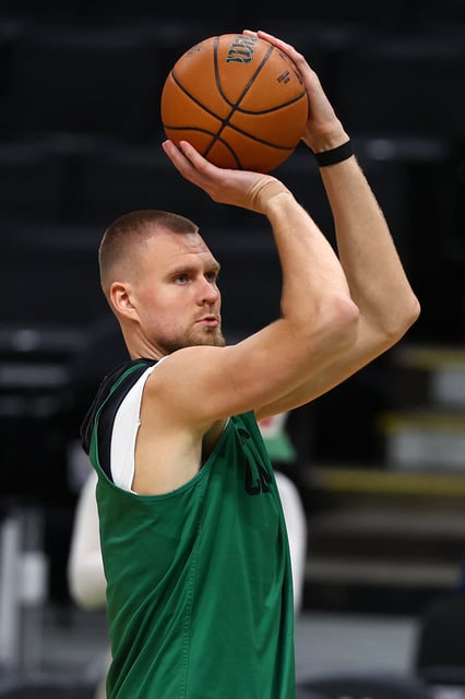 A big question for the Celtics is whether Kristaps Porzingis will be fit enough to face his former team. Photo: AFP