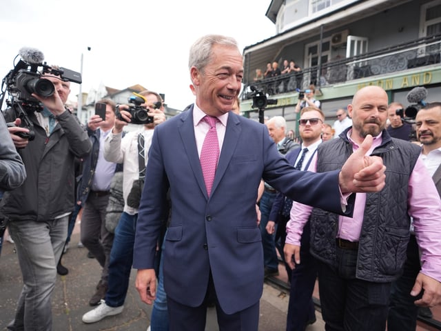 Leader of Reform UK Nigel Farage launches his General Election campaign in Clacton-on-Sea, Essex. Picture date: Tuesday June 4, 2024. (Photo by James Manning/PA Images via Getty Images)