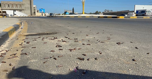 Bullets are seen on the ground after yesterday's clashes between armed factions in Tripoli, Libya, August 16, 2023. REUTERS/Hazem Ahmed