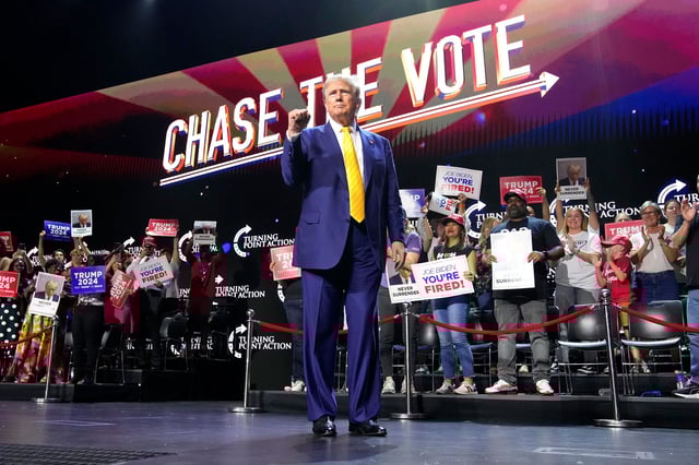 Former President Donald Trump speaks at a town hall in Phoenix on June 6, 2024.