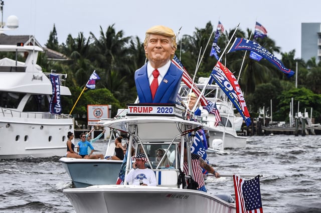 Supporters of President Donald Trump participate in a boat rally in Fort Lauderdale, Fla., on Oct. 3, 2020.