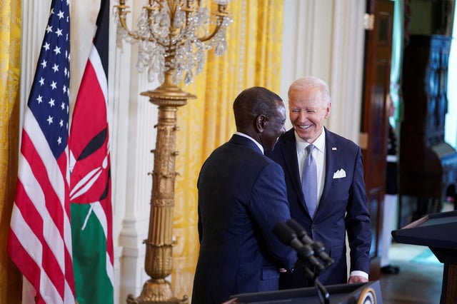 Biden and Kenyan President William Ruto hold a joint press conference at the White House in Washington on May 23, 2024. Ruto’s state visit was the first for an African leader since 2008. Photo: Reuters