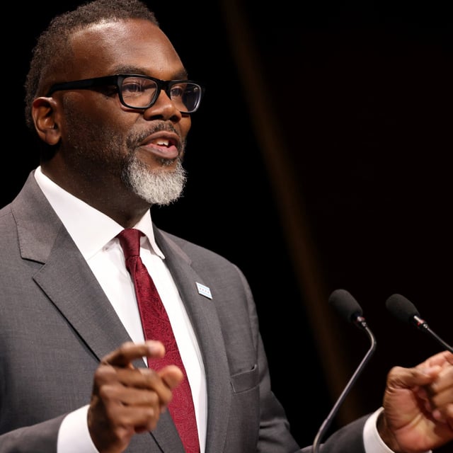 Mayor Brandon Johnson speaks onstage during the 2024 James Beard Restaurant and Chef Awards at Lyric Opera Of Chicago on June 10, 2024 in Chicago, Illinois. Johnson is praising a new faith-based migrant shelter operation that is supposed to provide longer stays than the typical 60-day tenure.