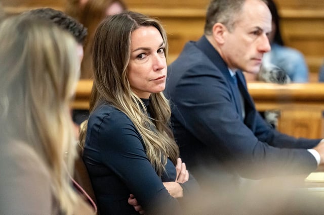 Defendant Karen Read sits at the defense table during her trial, at Norfolk Superior Court in Dedham, Mass., on June 6, 2024.
